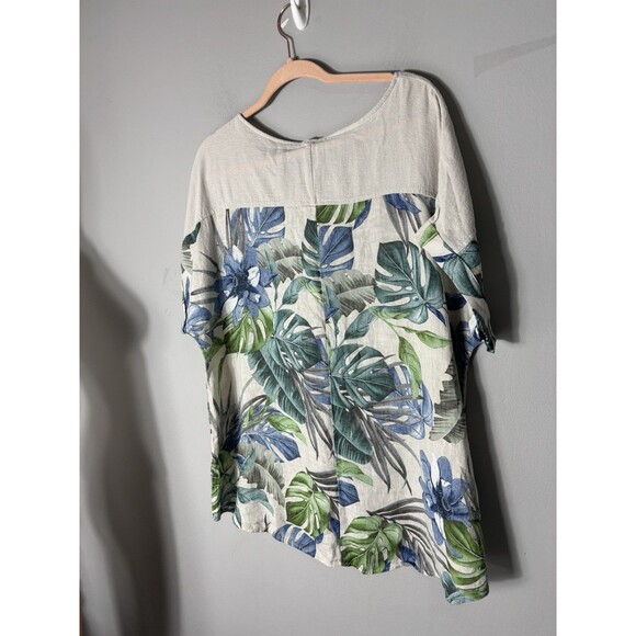 NWT Lungo L'arno Made in Italy Linen Tunic Top Floral Colorful 1X - Picture 2 of 8